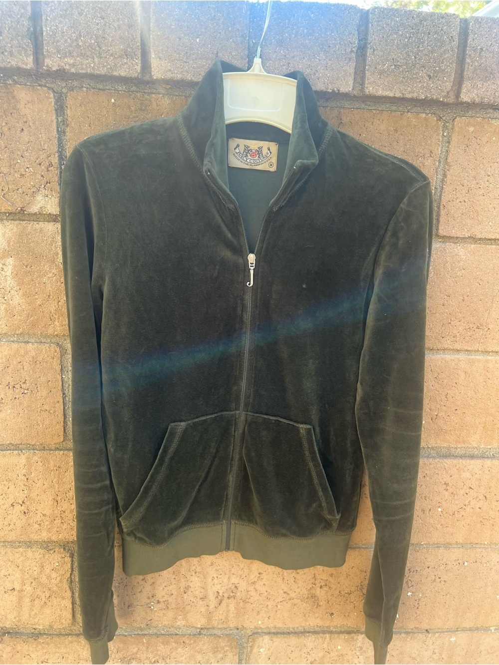 Juicy Couture Olive Green Velour Full-Zip Jacket